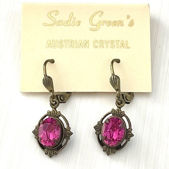 Vintage Austrian Crystal Dangle Earrings! - Picture 1 of 3